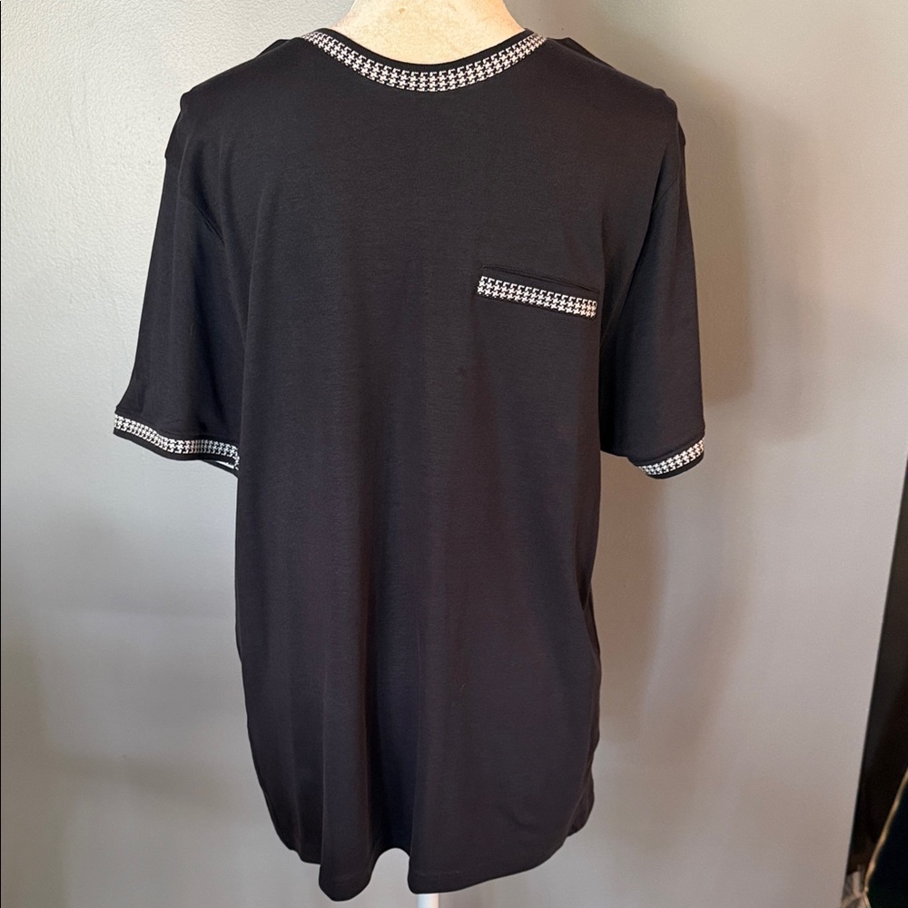 Black Men's Shirt with Checkered Trim